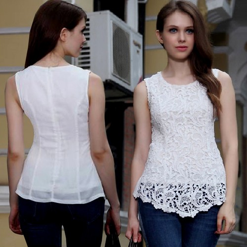 ärmellose spitzen lace bluse - Ärmellose,