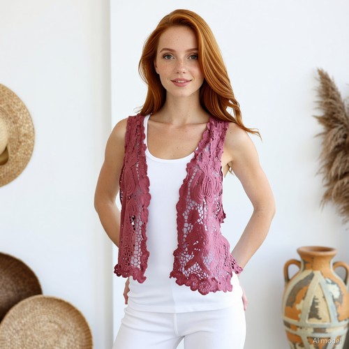 Spitzenweste damen rosa - spitzenweste,