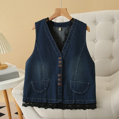 Damen jeans weste ausschnitt - weste, v-ausschnitt